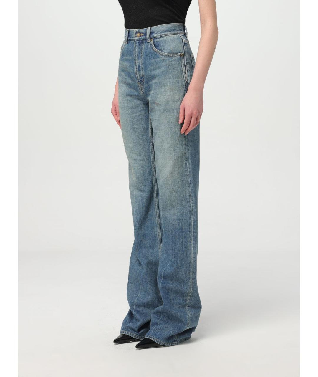 SAINT LAURENT Голубые хлопковые прямые джинсы, фото 5