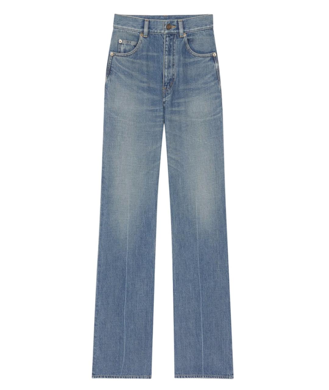 SAINT LAURENT Голубые хлопковые прямые джинсы, фото 1