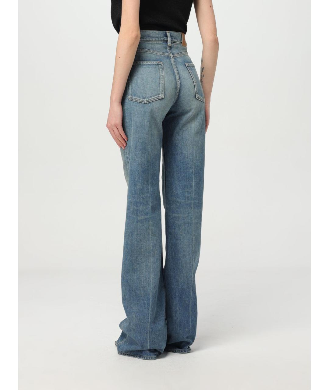 SAINT LAURENT Голубые хлопковые прямые джинсы, фото 4