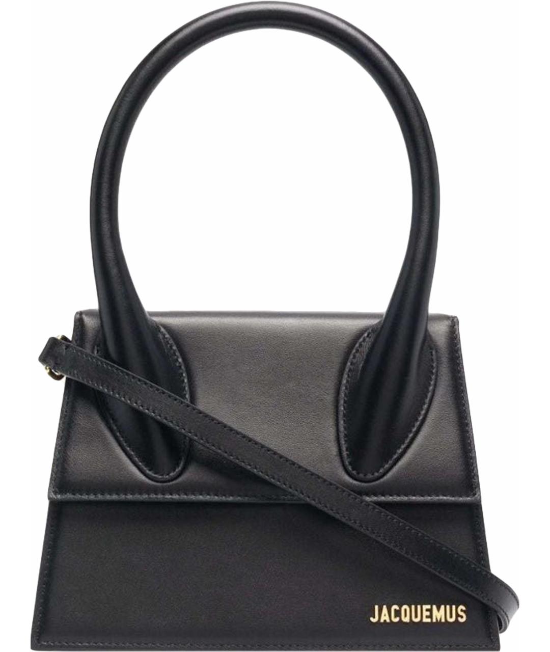 JACQUEMUS Черная кожаная сумка с короткими ручками, фото 1