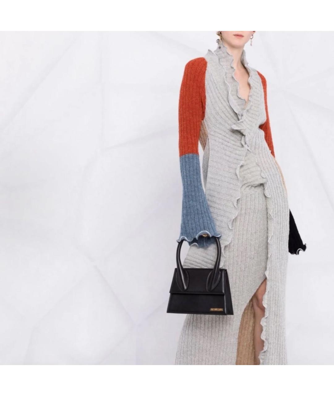 JACQUEMUS Черная кожаная сумка с короткими ручками, фото 5