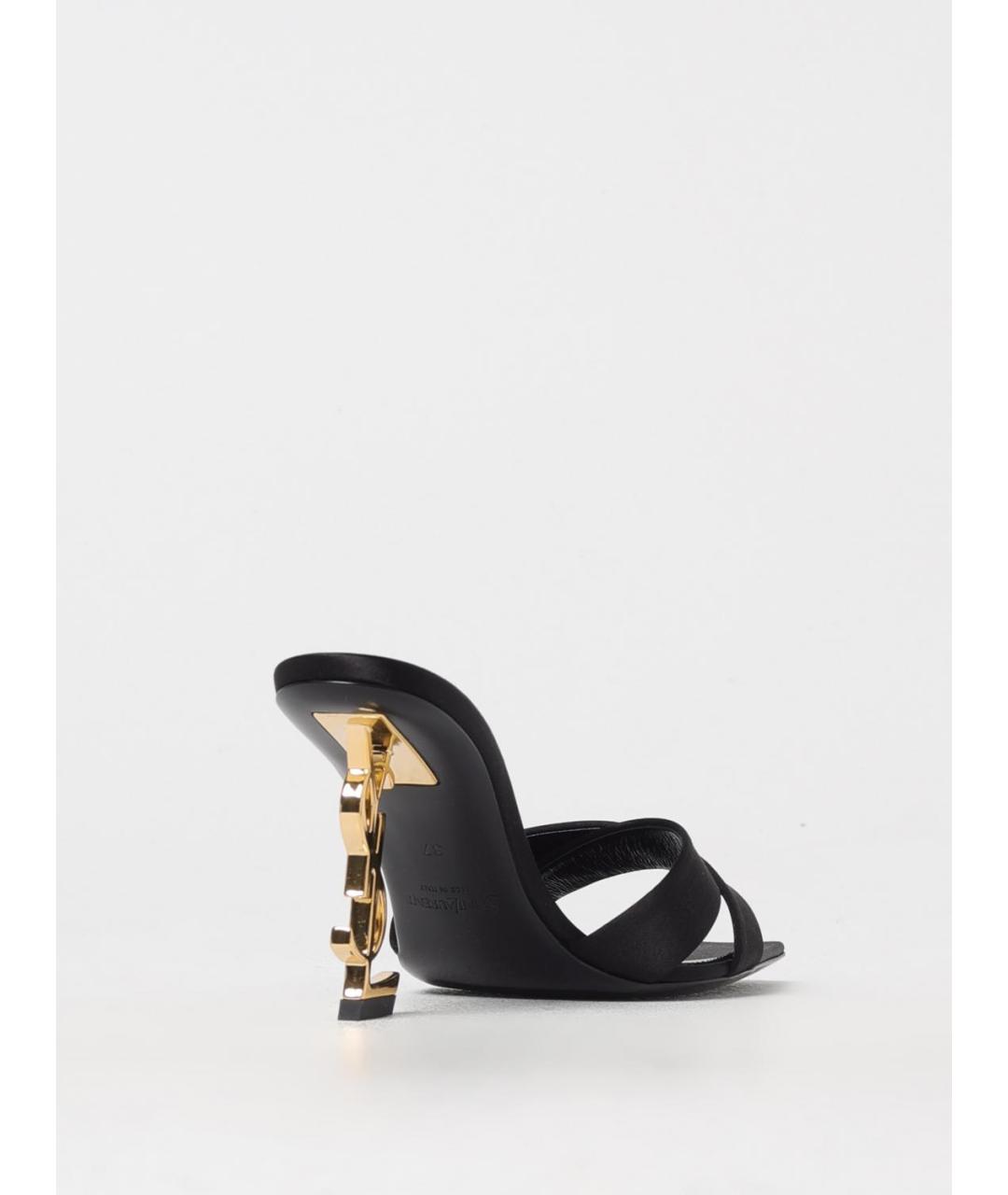 SAINT LAURENT Черные кожаные мюли, фото 3