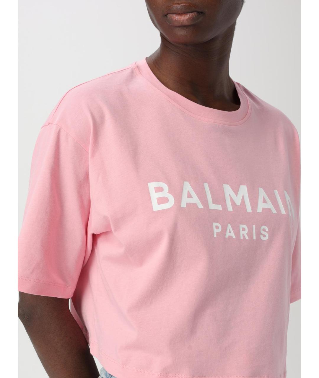 BALMAIN Розовая хлопковая футболка, фото 5