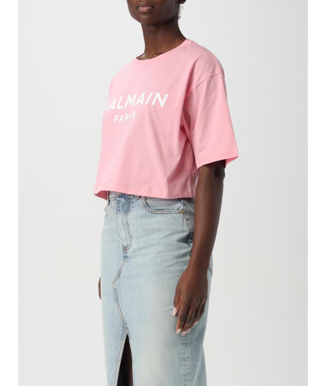 BALMAIN Розовая хлопковая футболка, фото 4