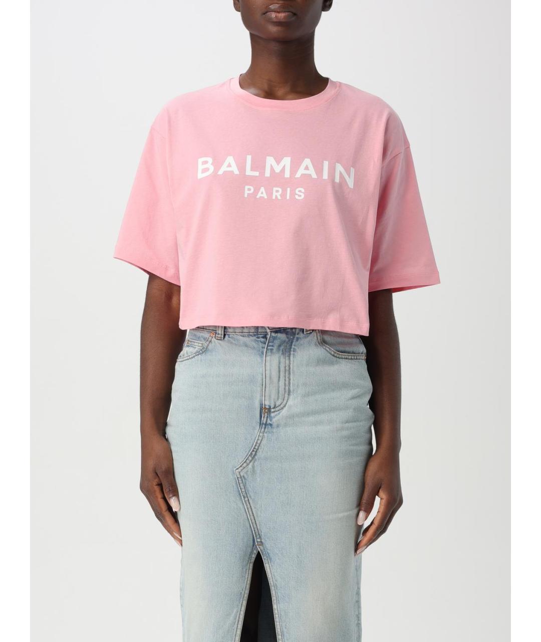 BALMAIN Розовая хлопковая футболка, фото 2