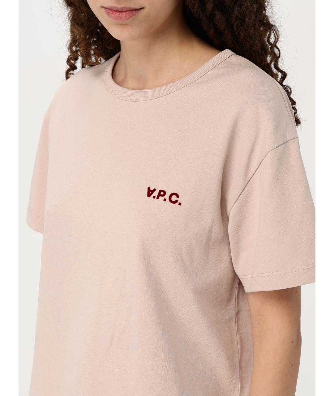 A.P.C. Розовая хлопковая футболка, фото 4