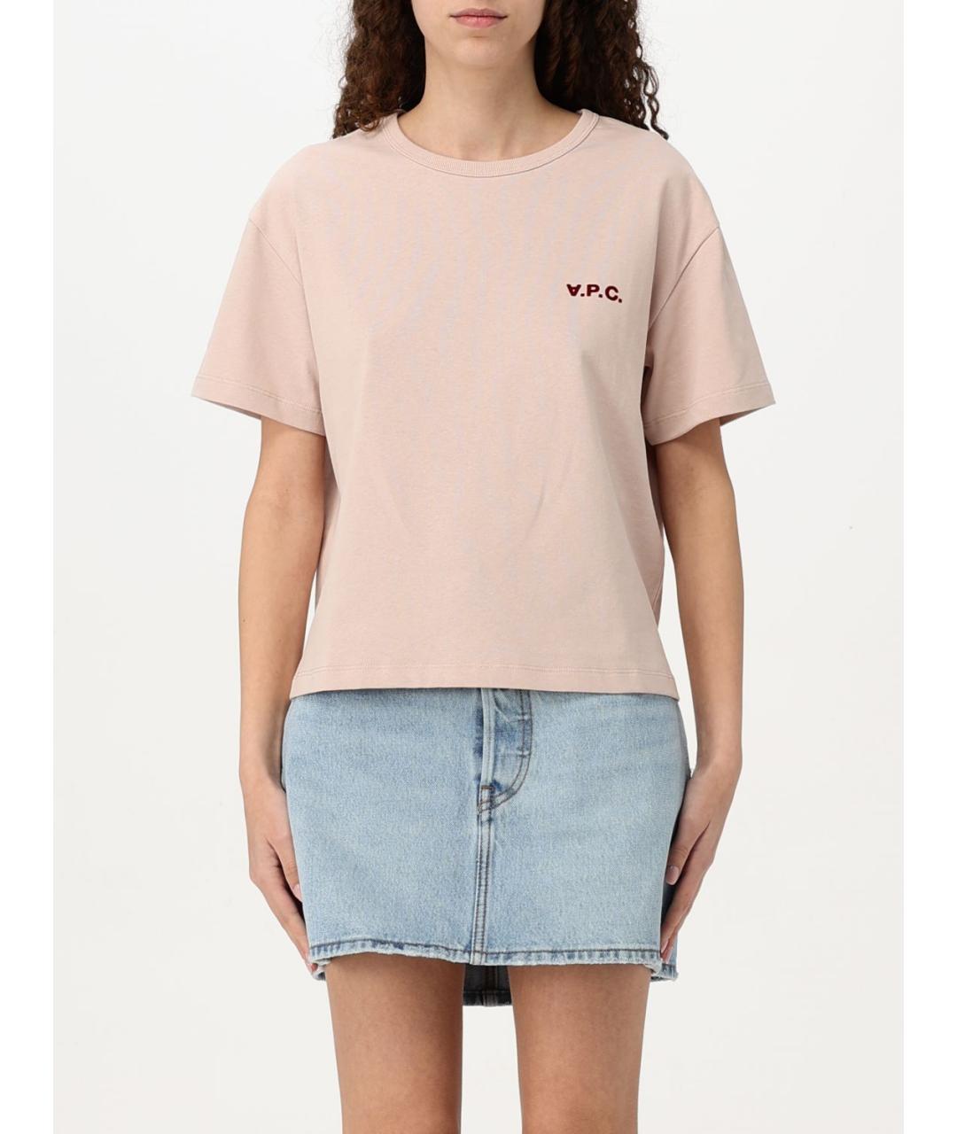 A.P.C. Розовая хлопковая футболка, фото 2