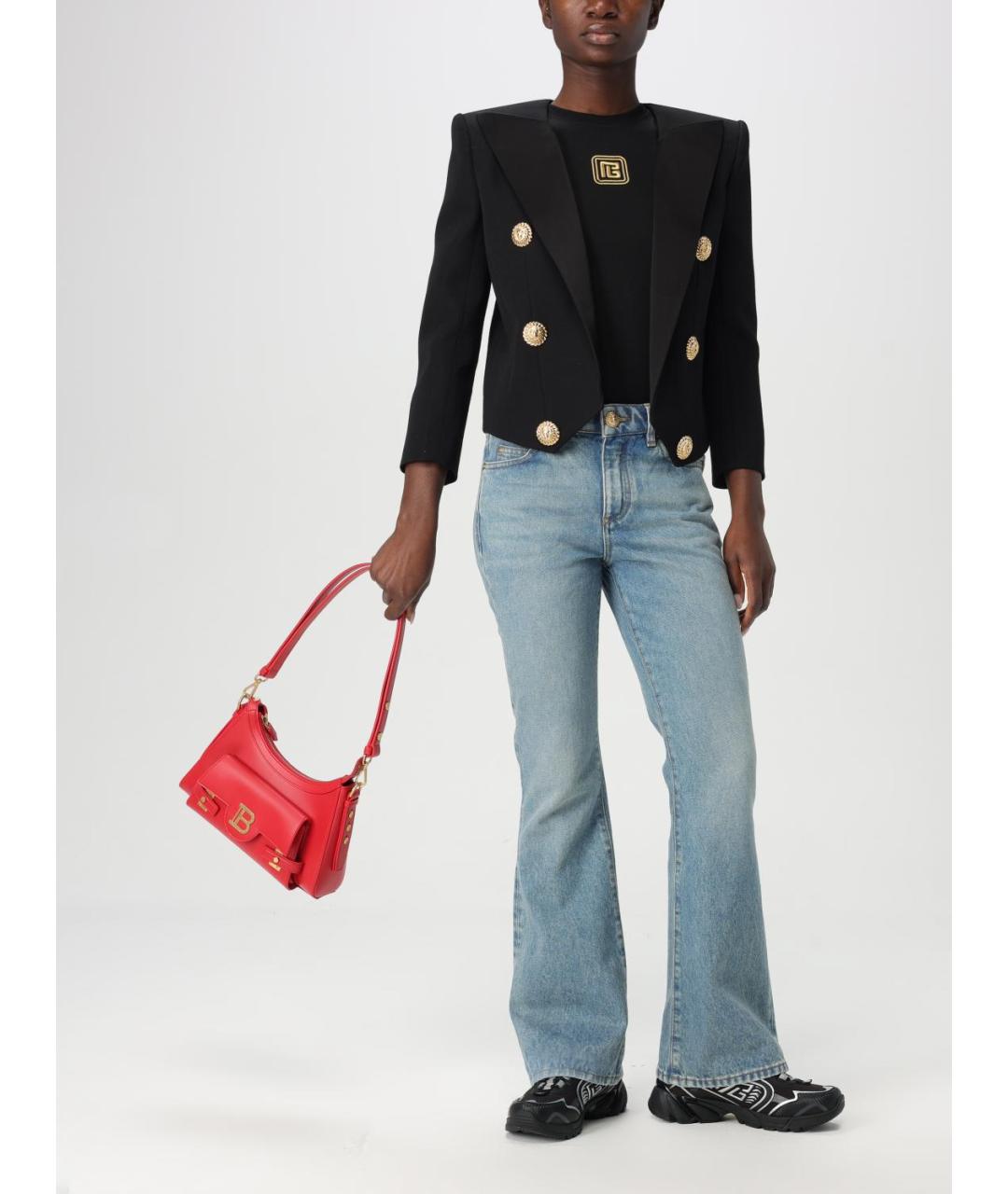 BALMAIN Синие хлопковые джинсы клеш, фото 3