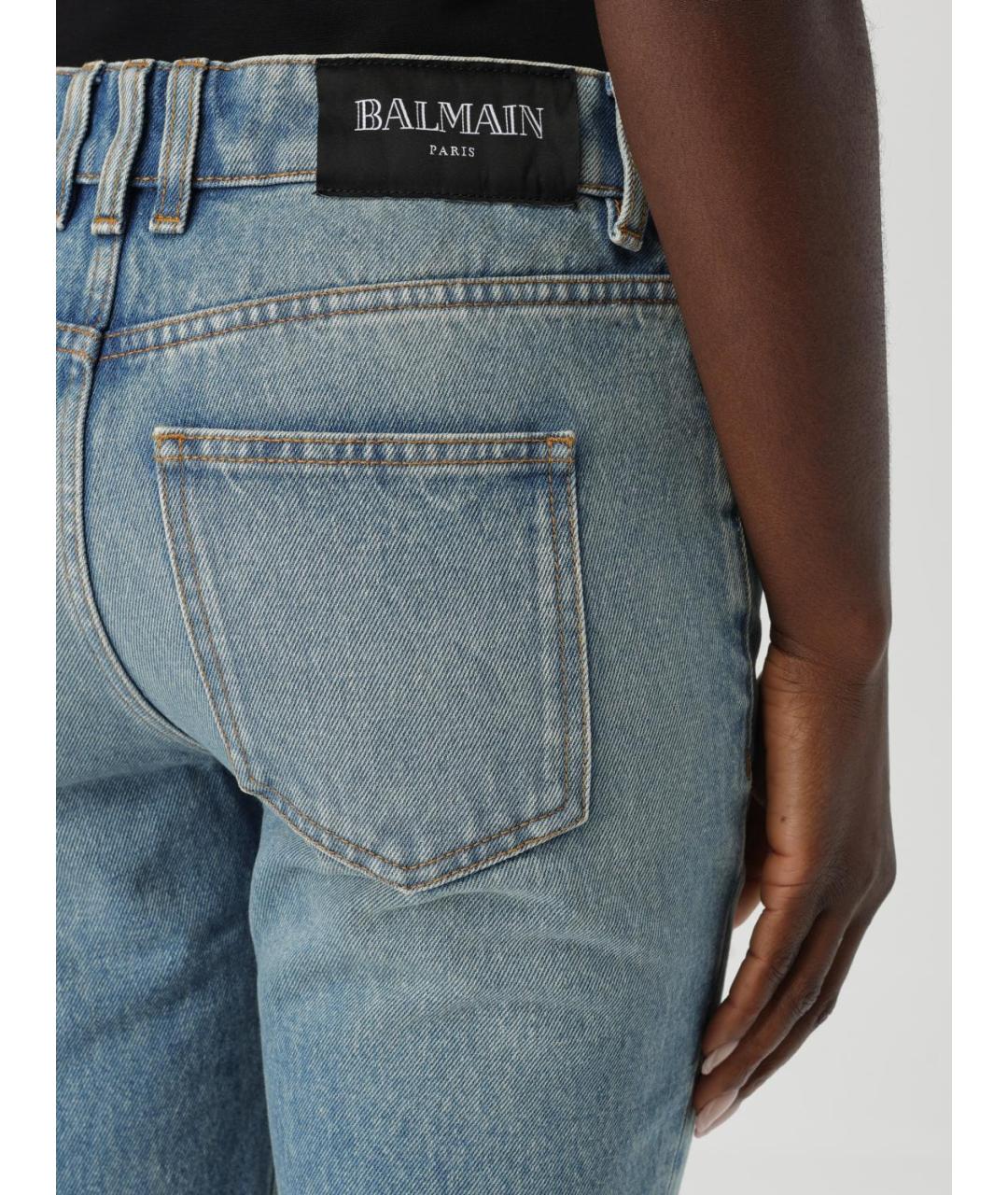 BALMAIN Синие хлопковые джинсы клеш, фото 6