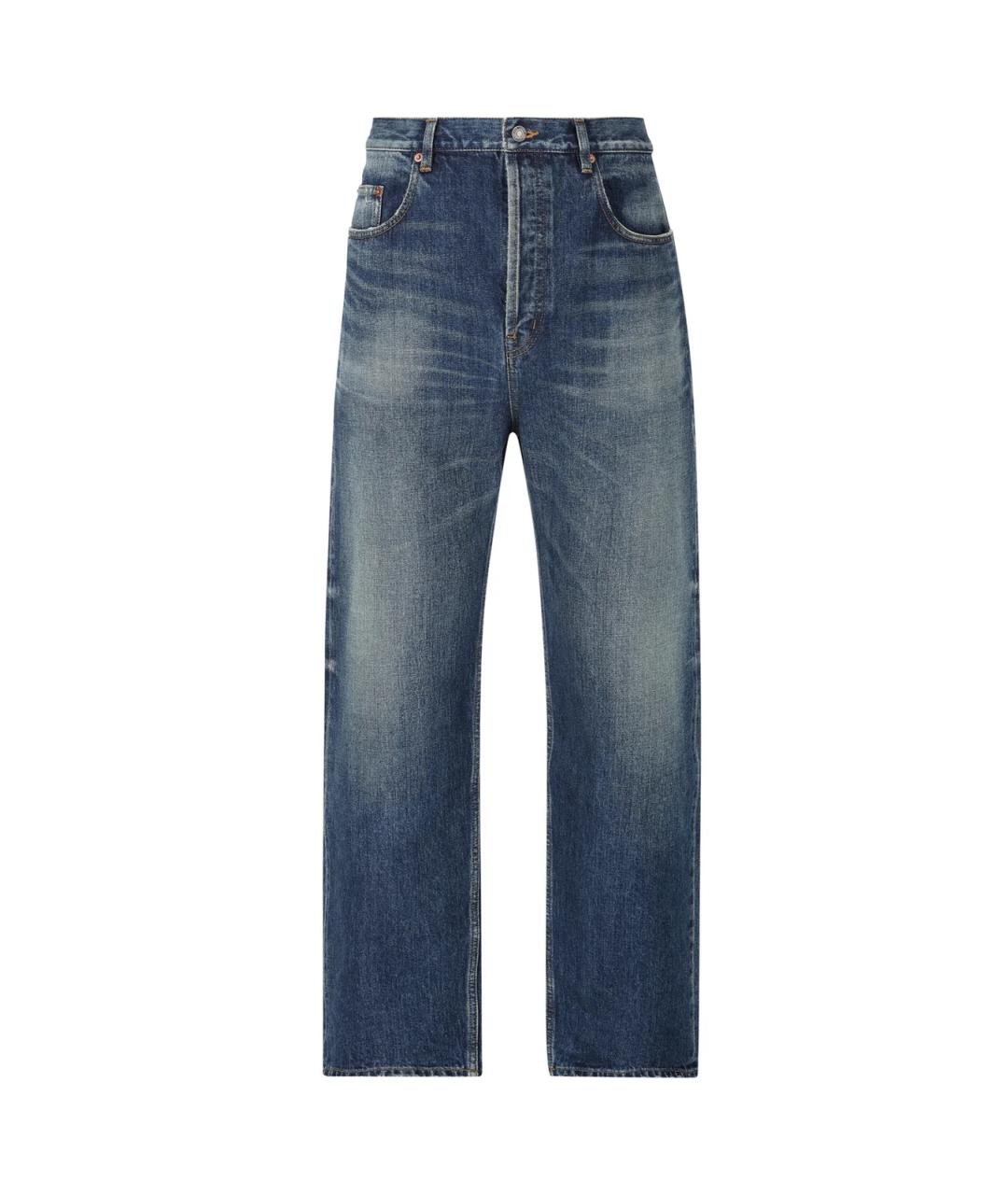 SAINT LAURENT Синие хлопковые прямые джинсы, фото 1
