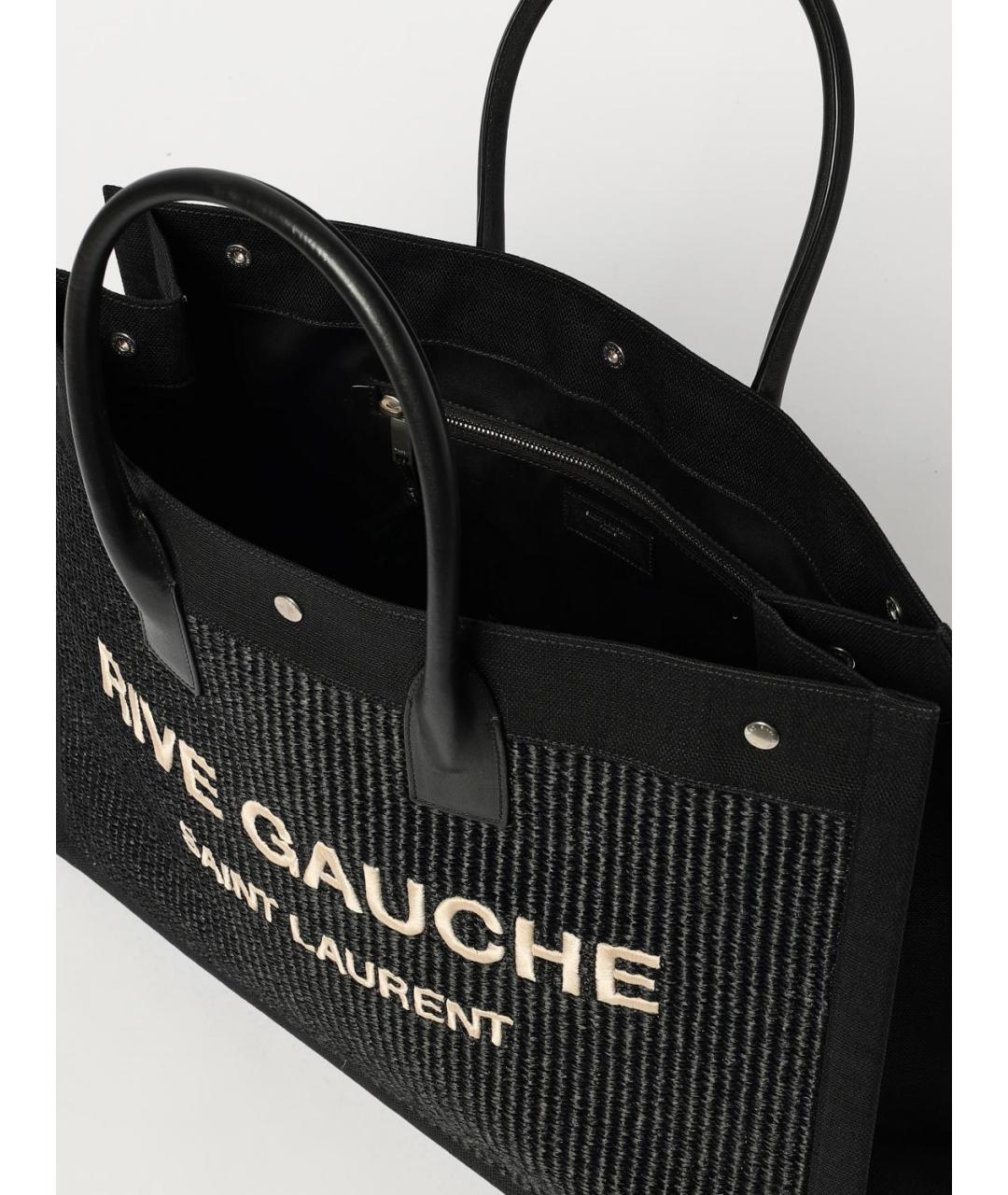 SAINT LAURENT Черная тканевая сумка тоут, фото 5
