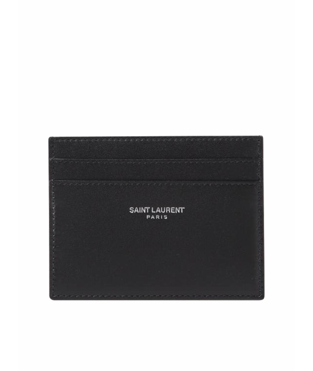 SAINT LAURENT Черный кожаный кардхолдер, фото 1