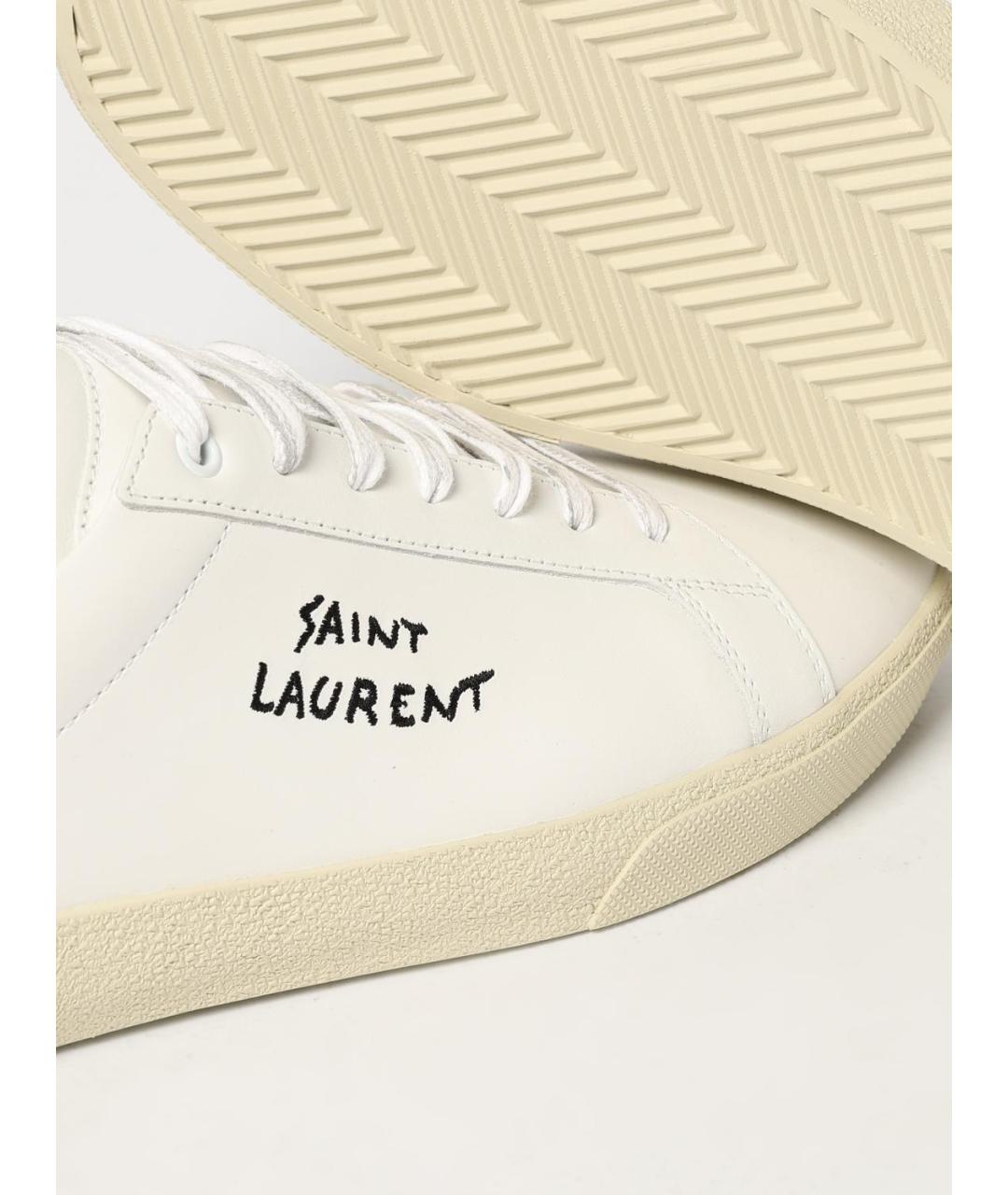 SAINT LAURENT Белые кожаные низкие кроссовки / кеды, фото 4