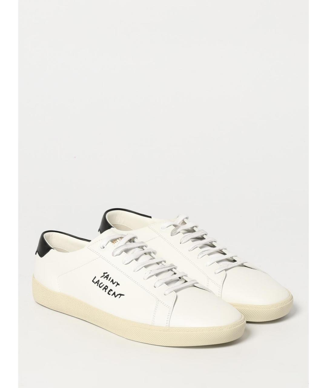 SAINT LAURENT Белые кожаные низкие кроссовки / кеды, фото 2