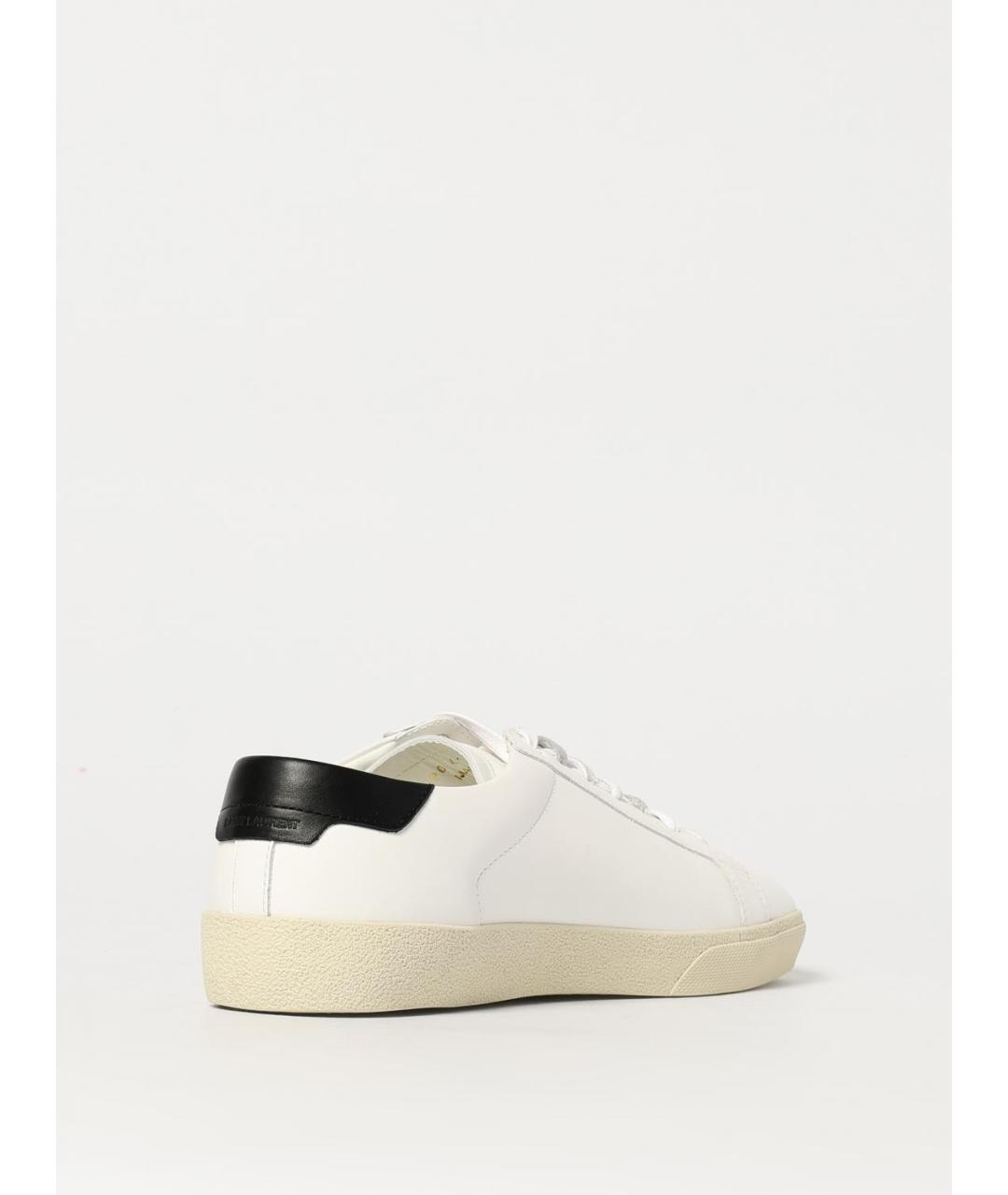 SAINT LAURENT Белые кожаные низкие кроссовки / кеды, фото 3