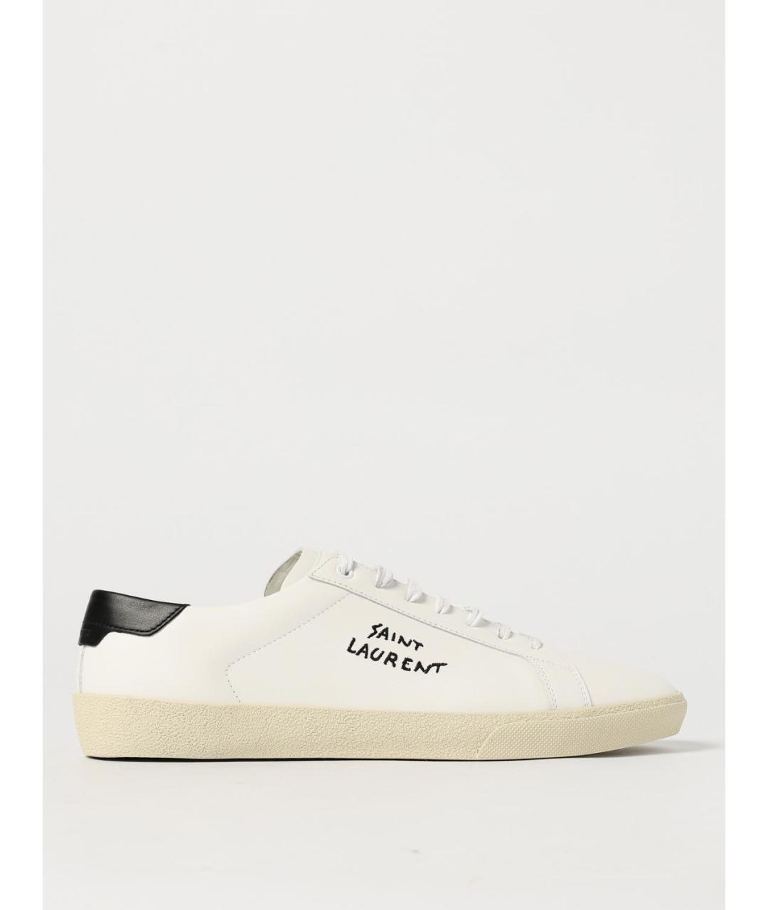 SAINT LAURENT Белые кожаные низкие кроссовки / кеды, фото 5