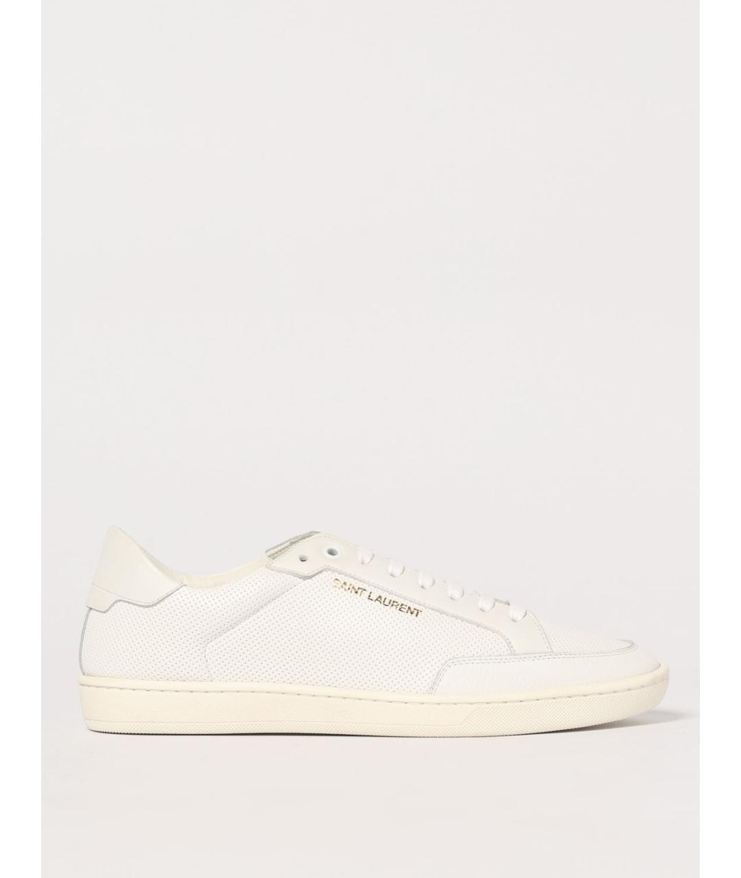 SAINT LAURENT Белые кожаные низкие кроссовки / кеды, фото 5