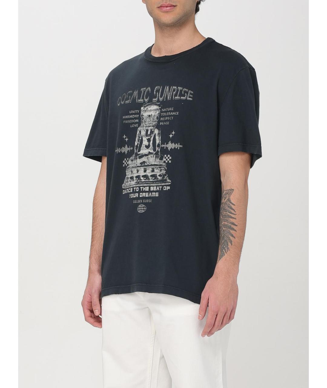GOLDEN GOOSE DELUXE BRAND Черная хлопковая футболка, фото 5