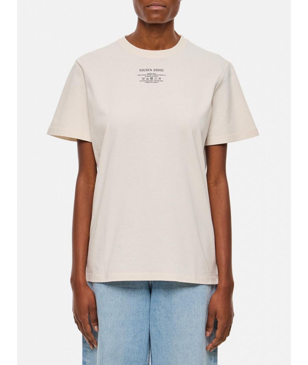 GOLDEN GOOSE DELUXE BRAND Бежевая футболка, фото 2