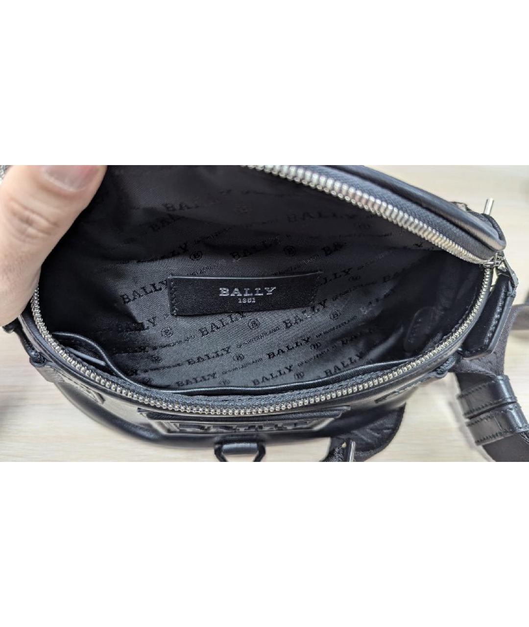 BALLY Черная кожаная поясная сумка, фото 3