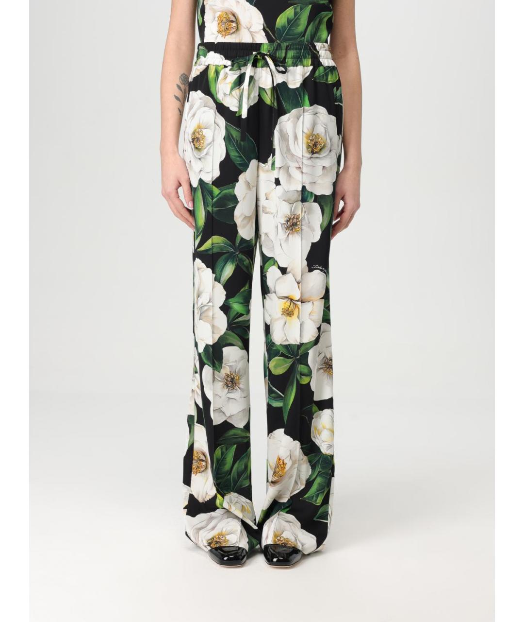 DOLCE&GABBANA Мульти хлопко-эластановые прямые брюки, фото 2