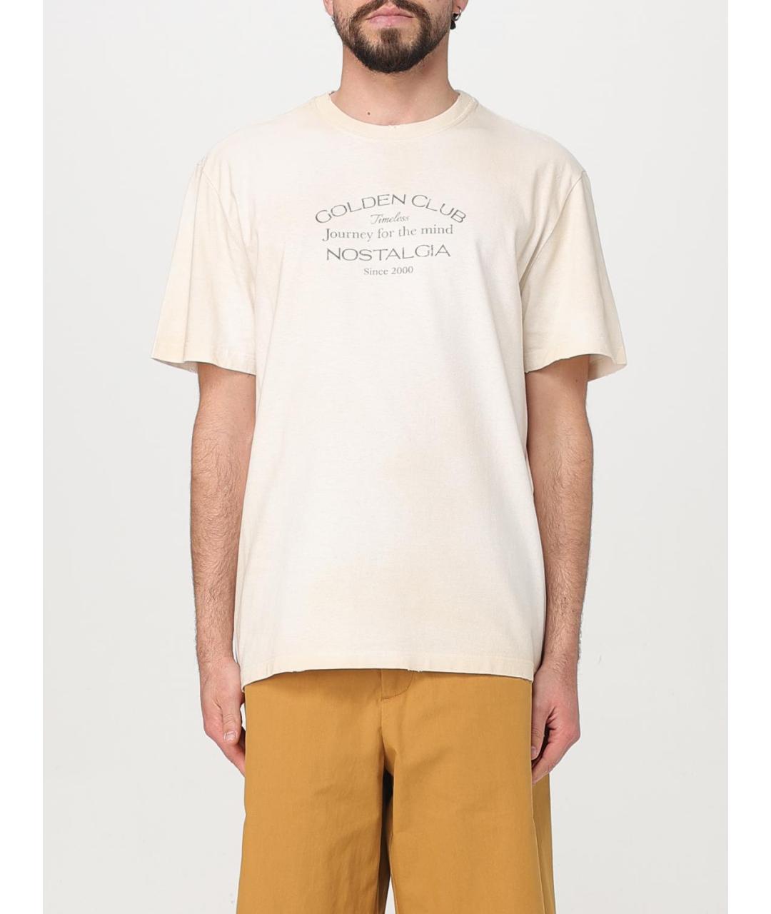 GOLDEN GOOSE DELUXE BRAND Бежевая хлопковая футболка, фото 2
