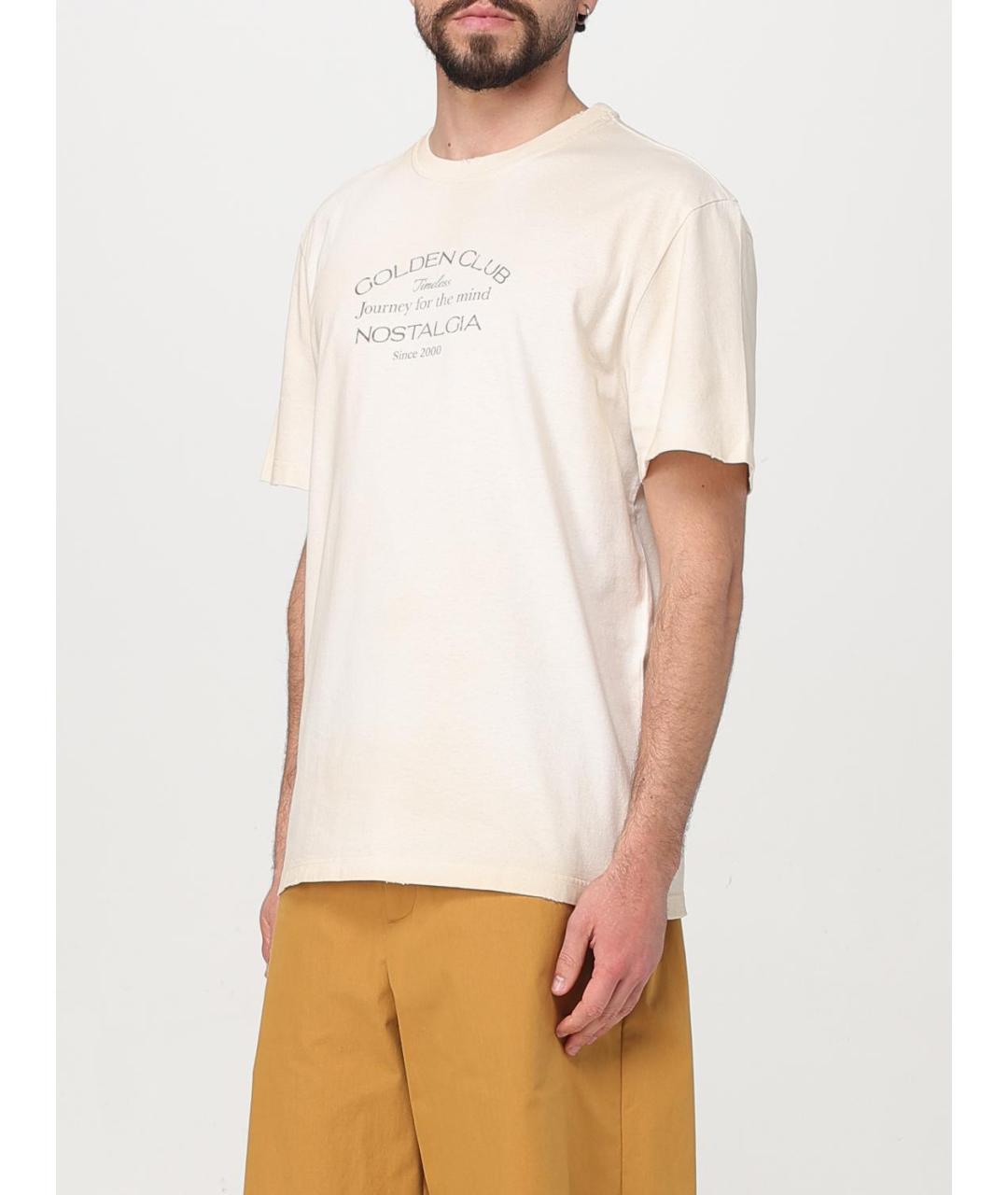 GOLDEN GOOSE DELUXE BRAND Бежевая хлопковая футболка, фото 4