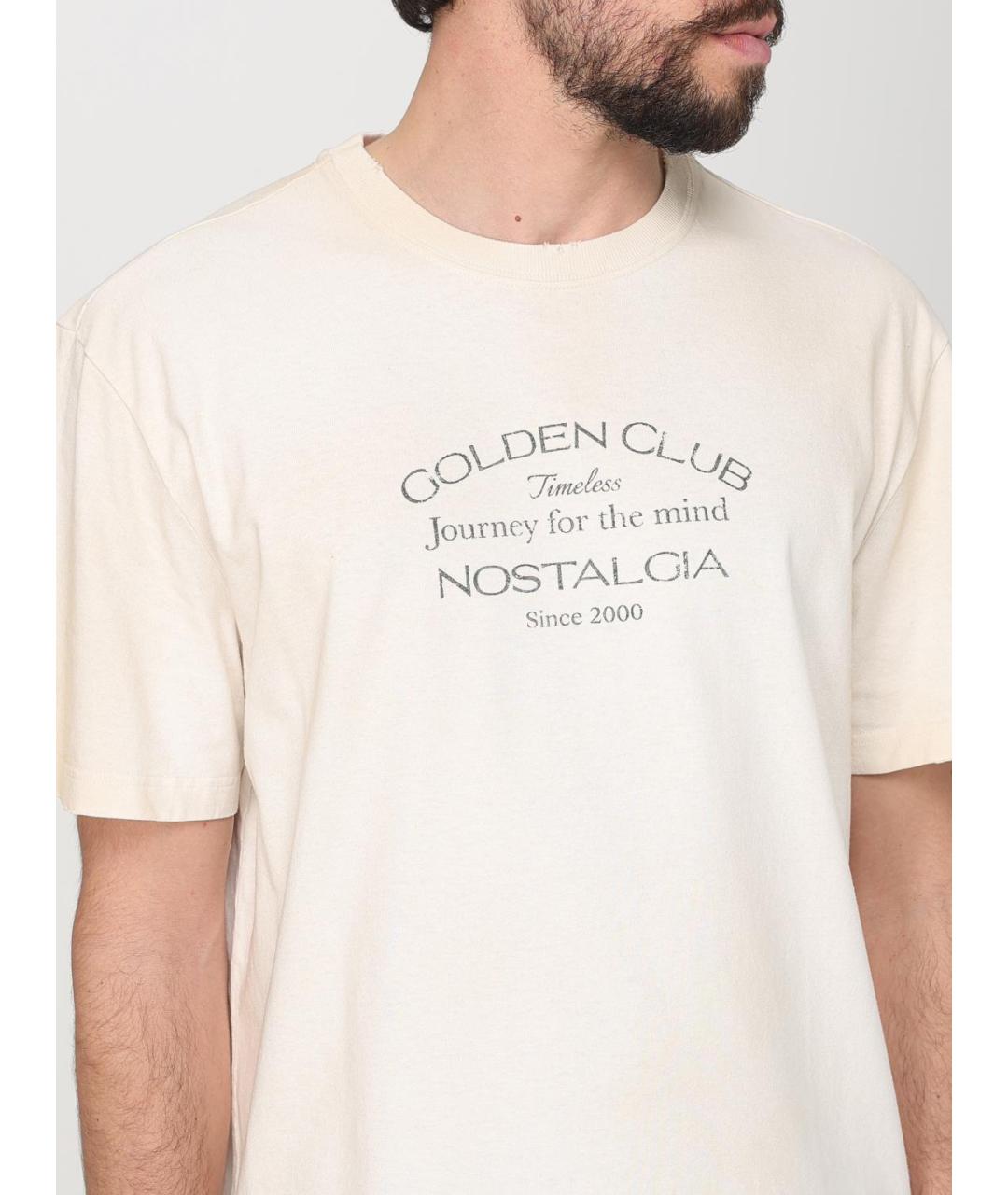 GOLDEN GOOSE DELUXE BRAND Бежевая хлопковая футболка, фото 5