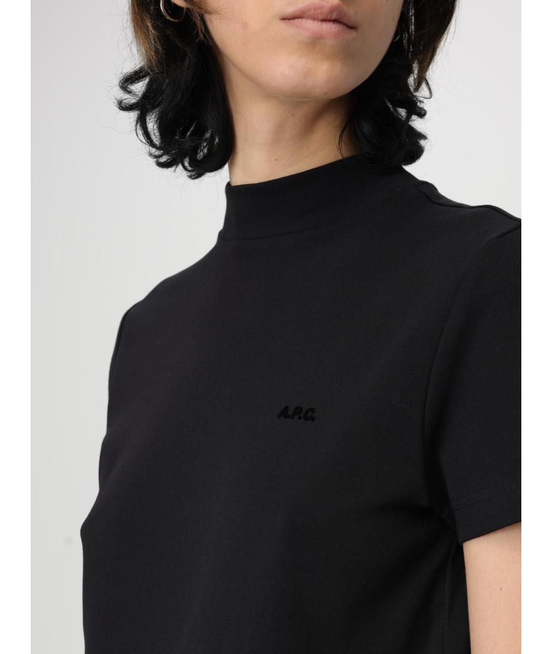 A.P.C. Черная хлопковая футболка, фото 4