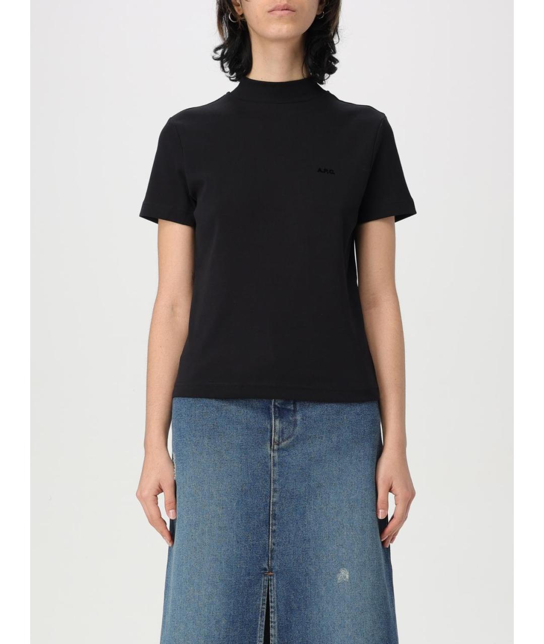 A.P.C. Черная хлопковая футболка, фото 2