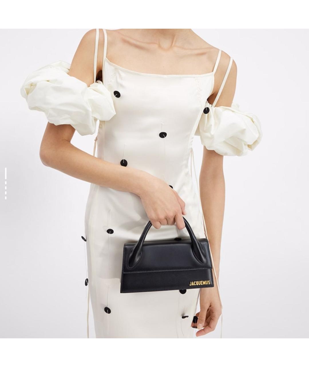 JACQUEMUS Черная кожаная сумка с короткими ручками, фото 6