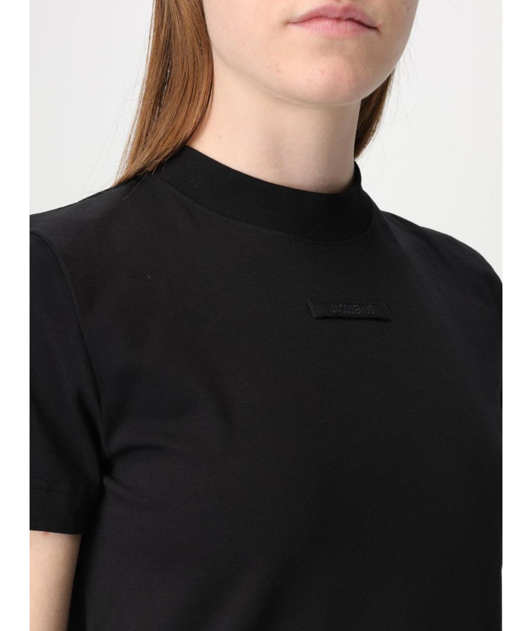 JACQUEMUS Черная хлопковая футболка, фото 5