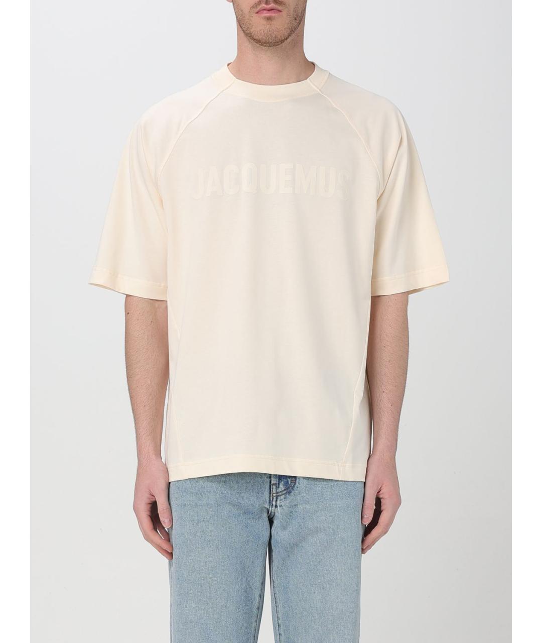 JACQUEMUS Бежевая хлопковая футболка, фото 2