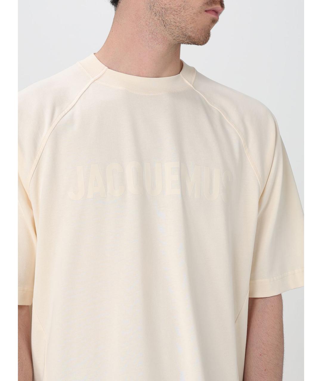 JACQUEMUS Бежевая хлопковая футболка, фото 6