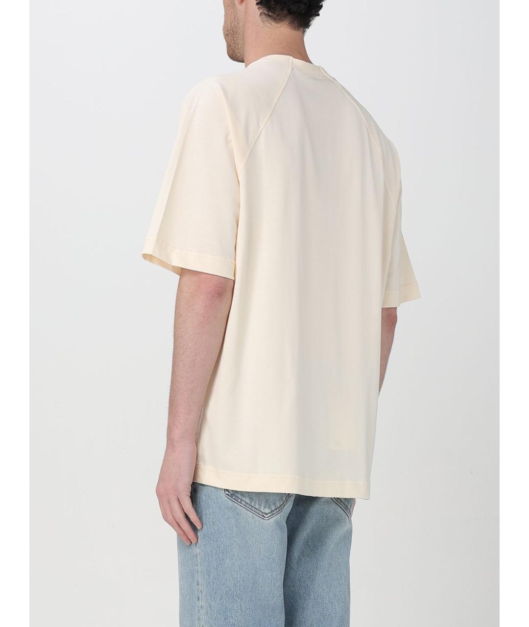 JACQUEMUS Бежевая хлопковая футболка, фото 4