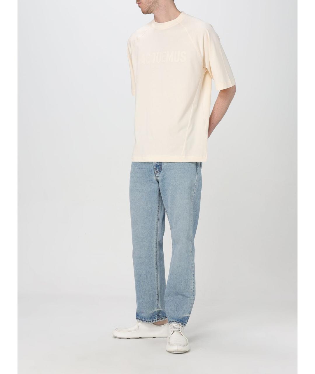 JACQUEMUS Бежевая хлопковая футболка, фото 3
