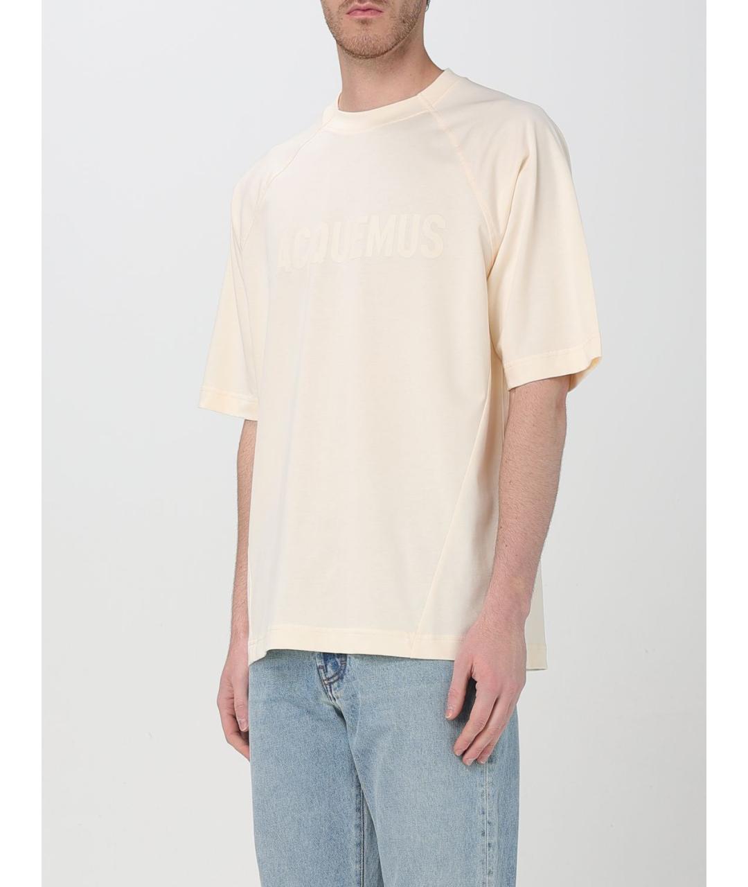 JACQUEMUS Бежевая хлопковая футболка, фото 5