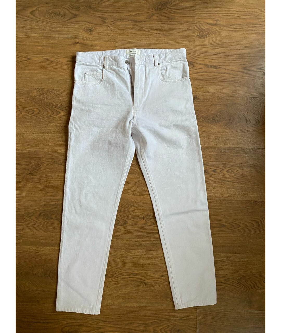ISABEL MARANT ETOILE Белые хлопковые джинсы слим, фото 5