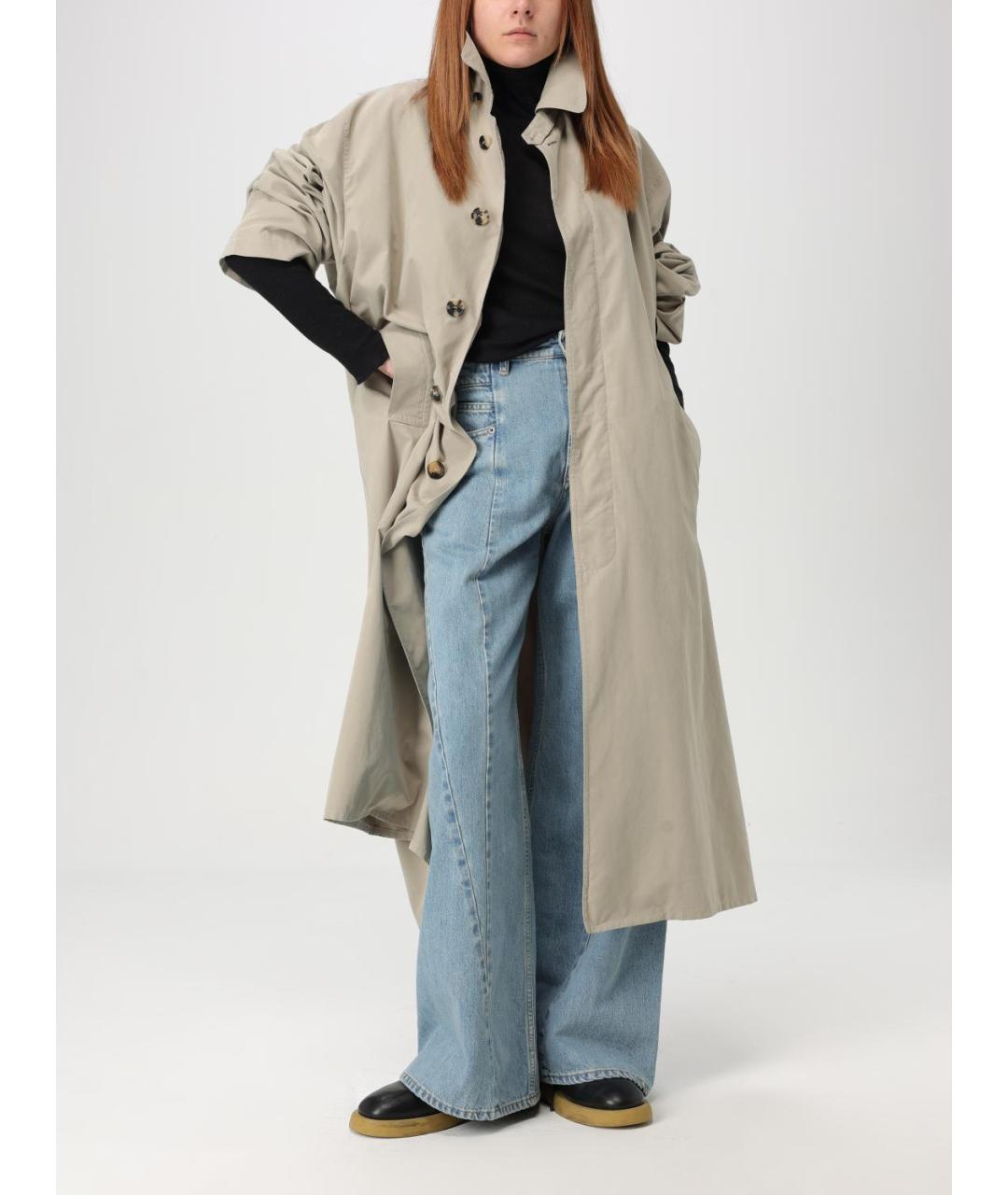 MAISON MARGIELA Голубые хлопковые прямые джинсы, фото 3