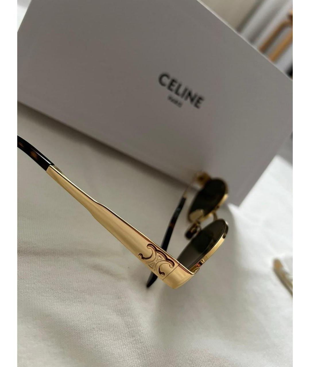CELINE Золотые металлические солнцезащитные очки, фото 6