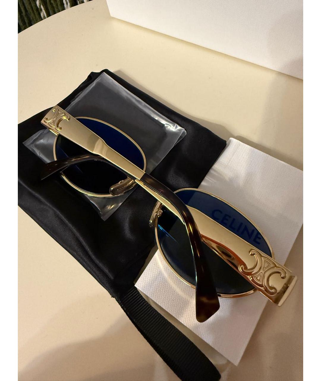 CELINE Золотые металлические солнцезащитные очки, фото 7