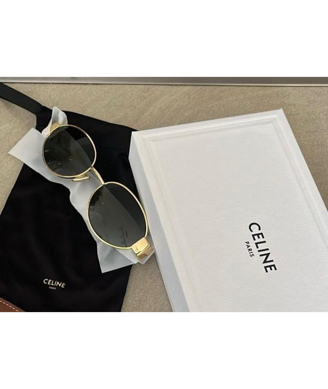 CELINE Золотые металлические солнцезащитные очки, фото 5