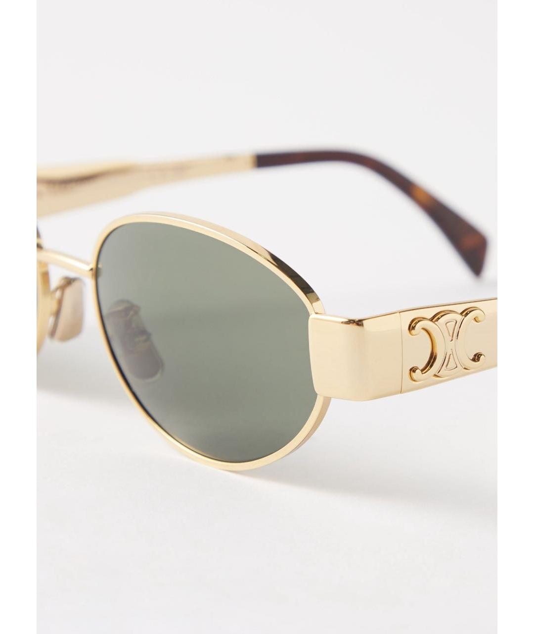 CELINE Золотые металлические солнцезащитные очки, фото 3