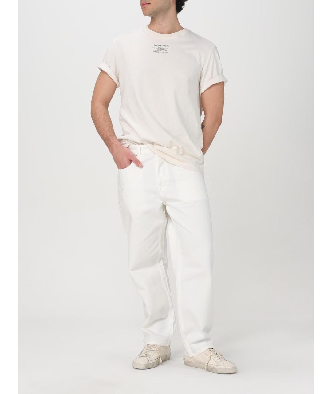 GOLDEN GOOSE DELUXE BRAND Белые хлопковые прямые джинсы, фото 3