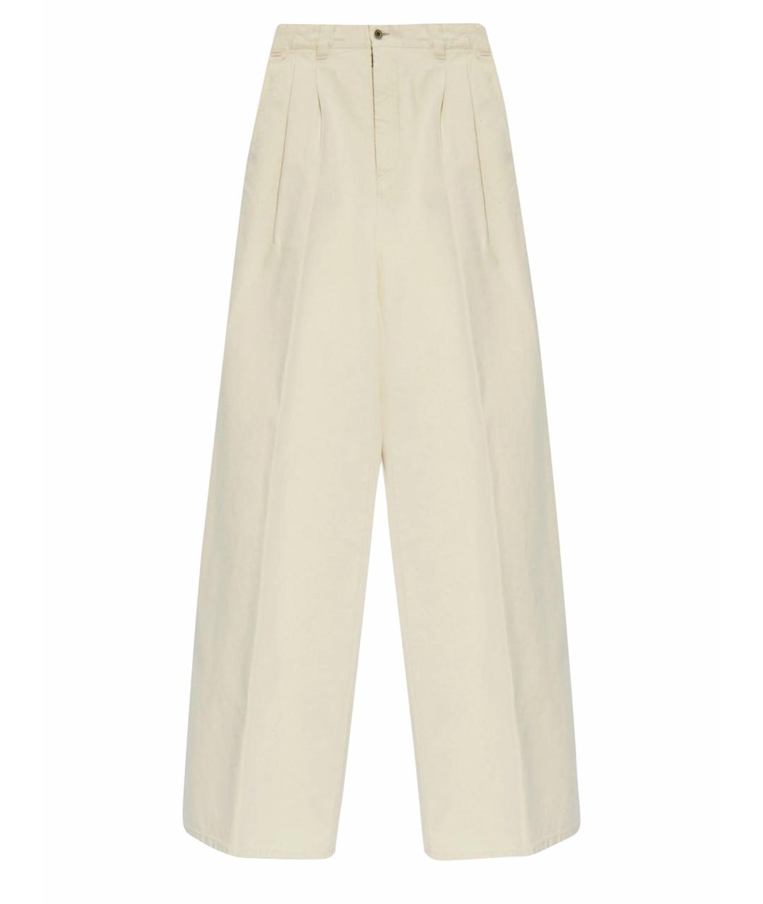 MAISON MARGIELA Бежевые хлопковые прямые брюки, фото 1
