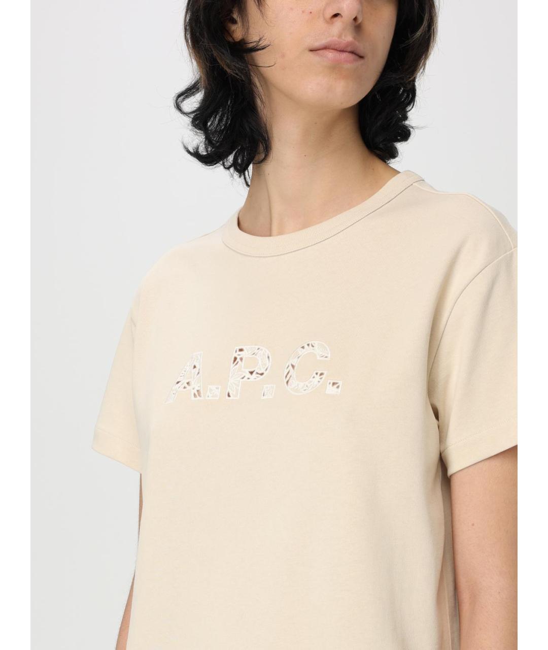 A.P.C. Бежевая хлопковая футболка, фото 4