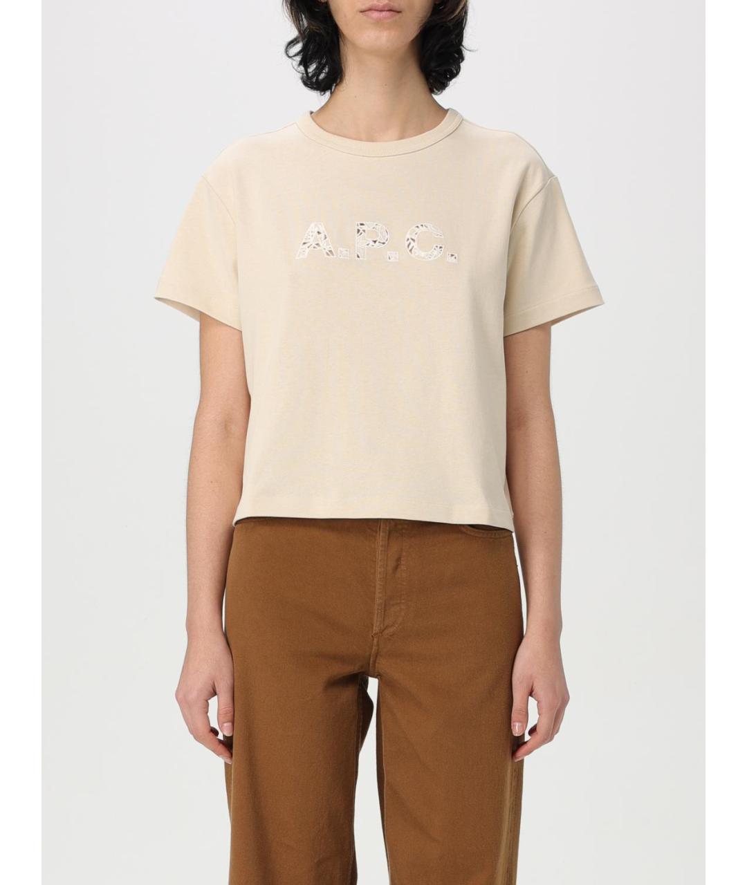 A.P.C. Бежевая хлопковая футболка, фото 2