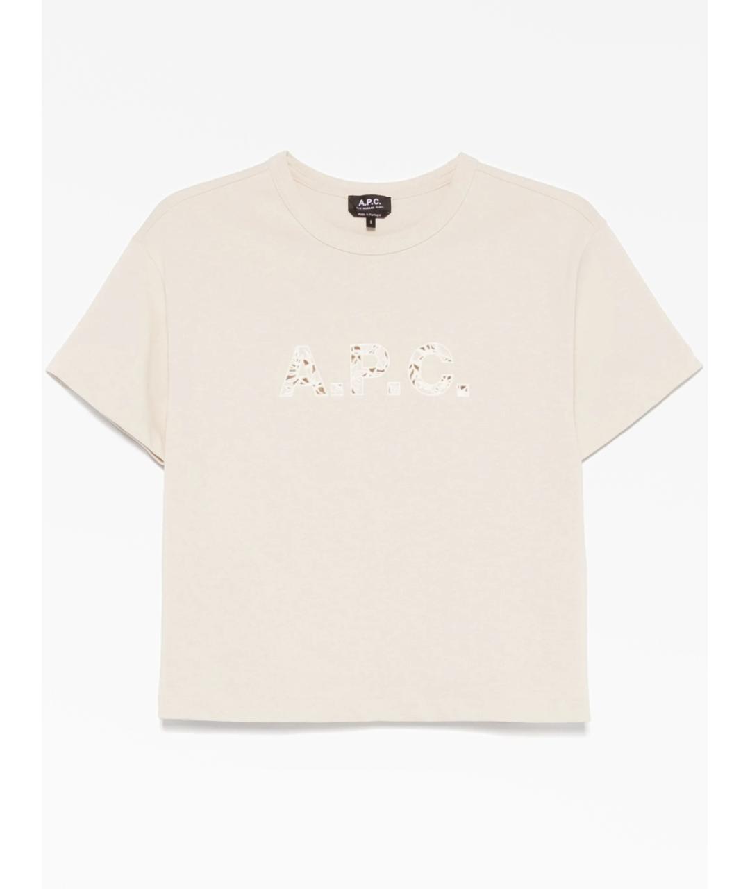 A.P.C. Бежевая хлопковая футболка, фото 5