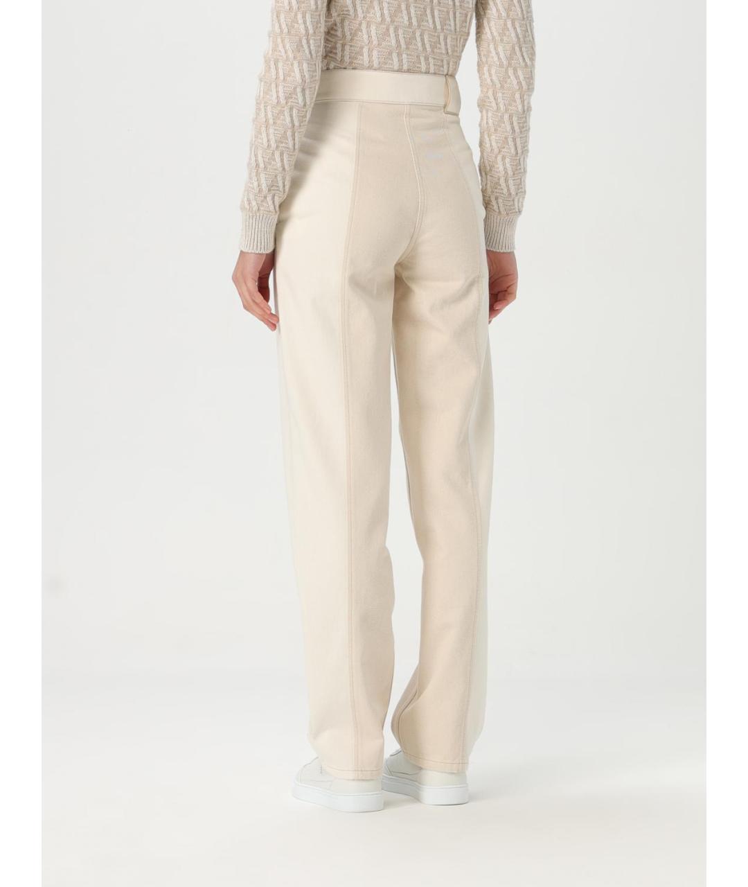 FENDI Бежевые хлопковые прямые джинсы, фото 4