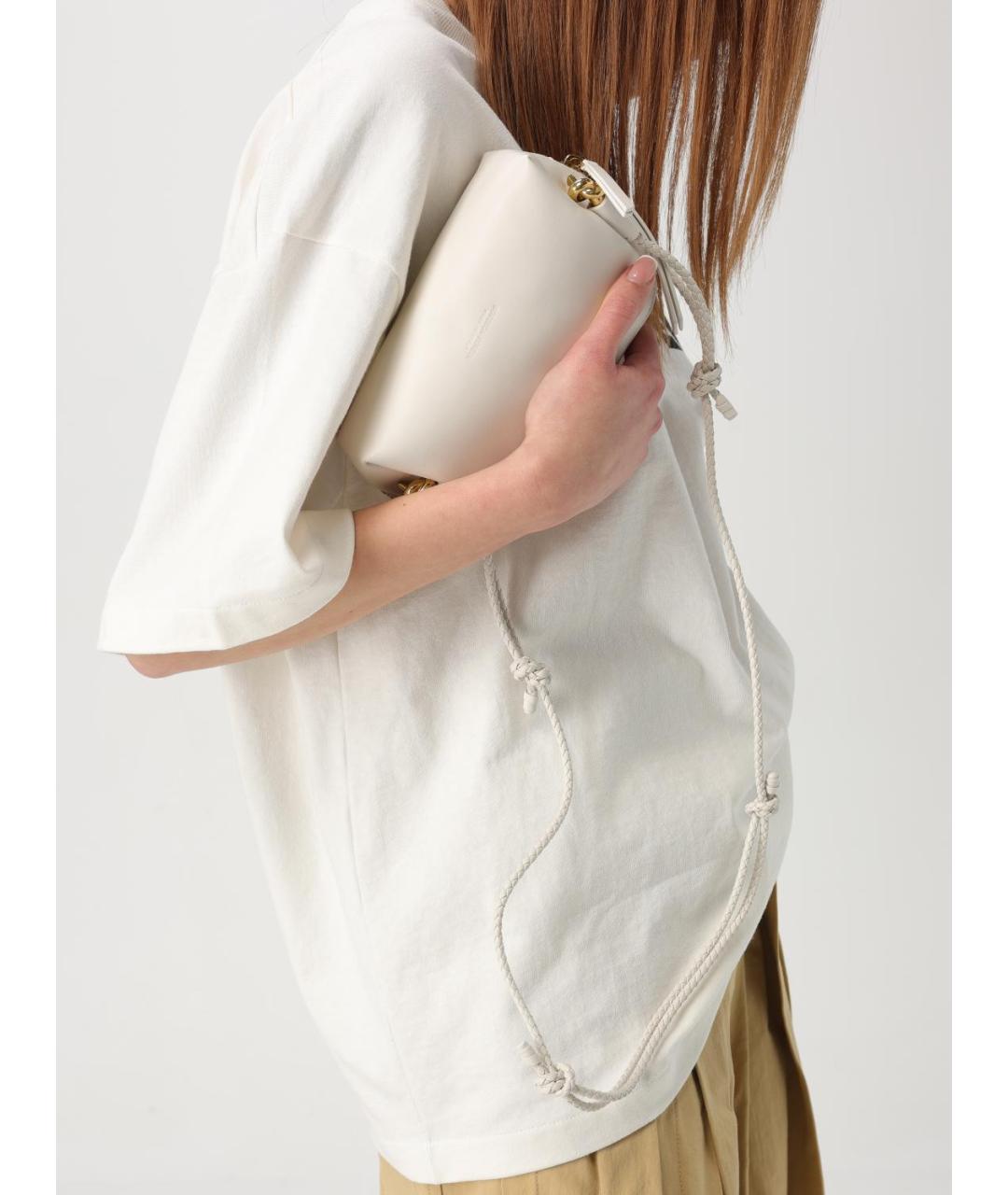 BOTTEGA VENETA Белая кожаная сумка через плечо, фото 2